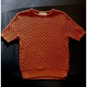 VTG‼ 1980's FOLIO by FIRE ISLANDER Sz S Brown Knit Short Sleeve Sweater A23